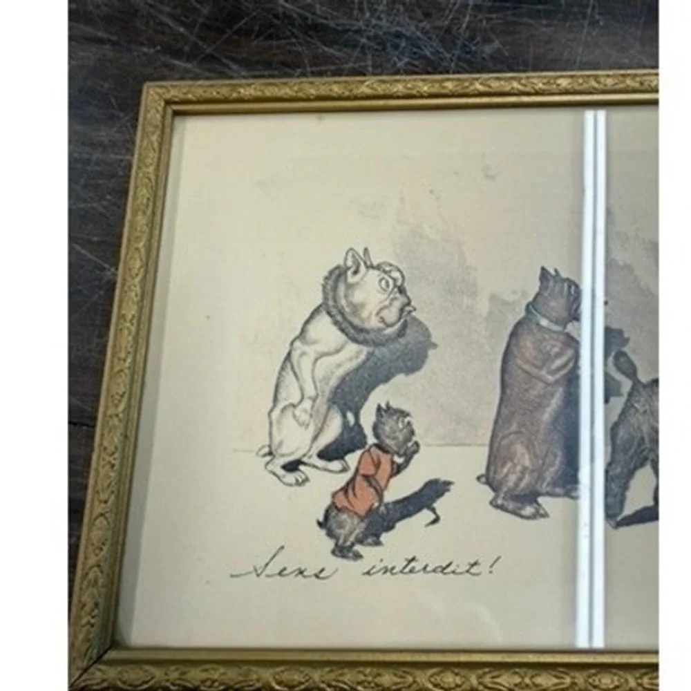Boris O'Klein Sens Interdit Dirty Dogs of Paris  Framed Lithograph Print RARE! - Picture 7 of 12